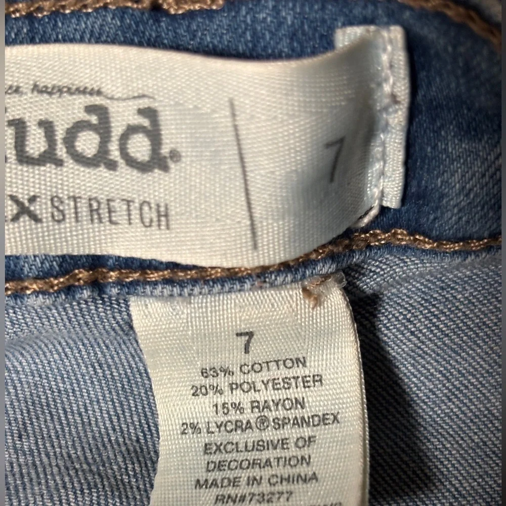 Vintage Mudd Size 7 Low Rise Denim Shorts Cuffed Hem Distressed      SKU 24 - Picture 6 of 6